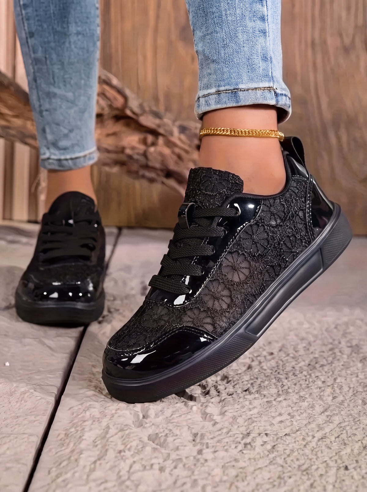 Alva | Bekväma sneakers med blommig spets