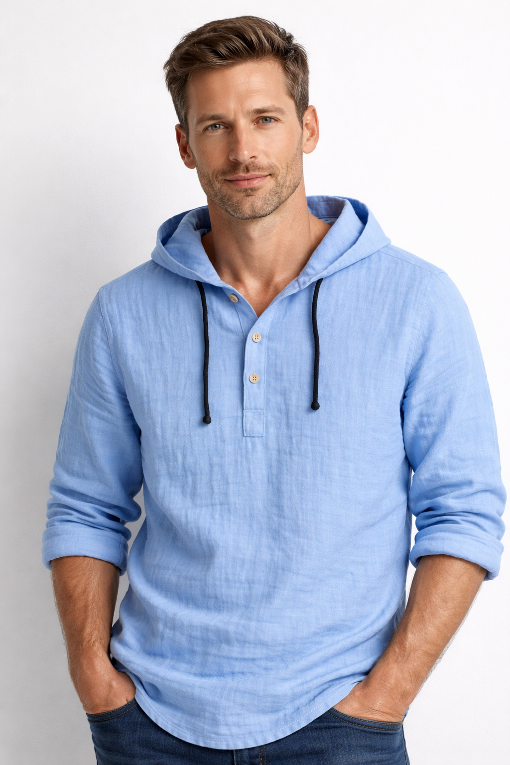 Berg | Linneskjorta med huva