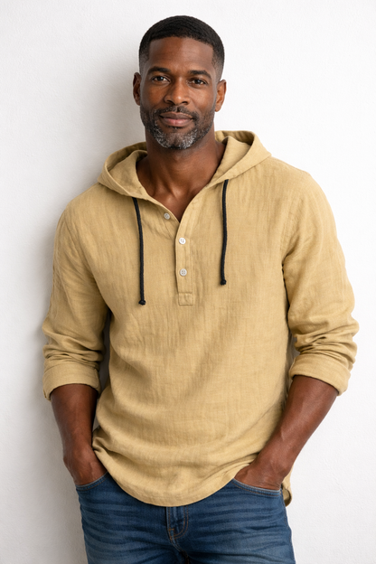 Berg | Linneskjorta med huva