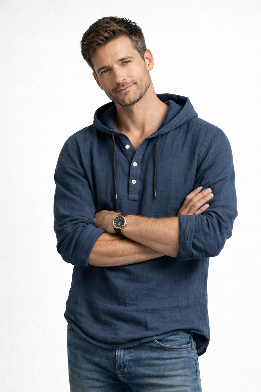 Berg | Linneskjorta med huva