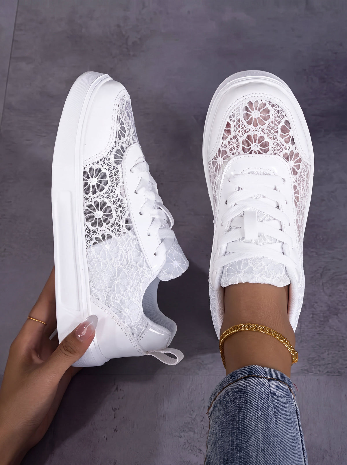 Alva | Bekväma sneakers med blommig spets