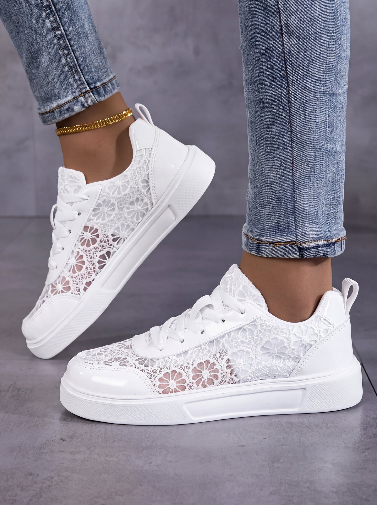 Alva | Bekväma sneakers med blommig spets