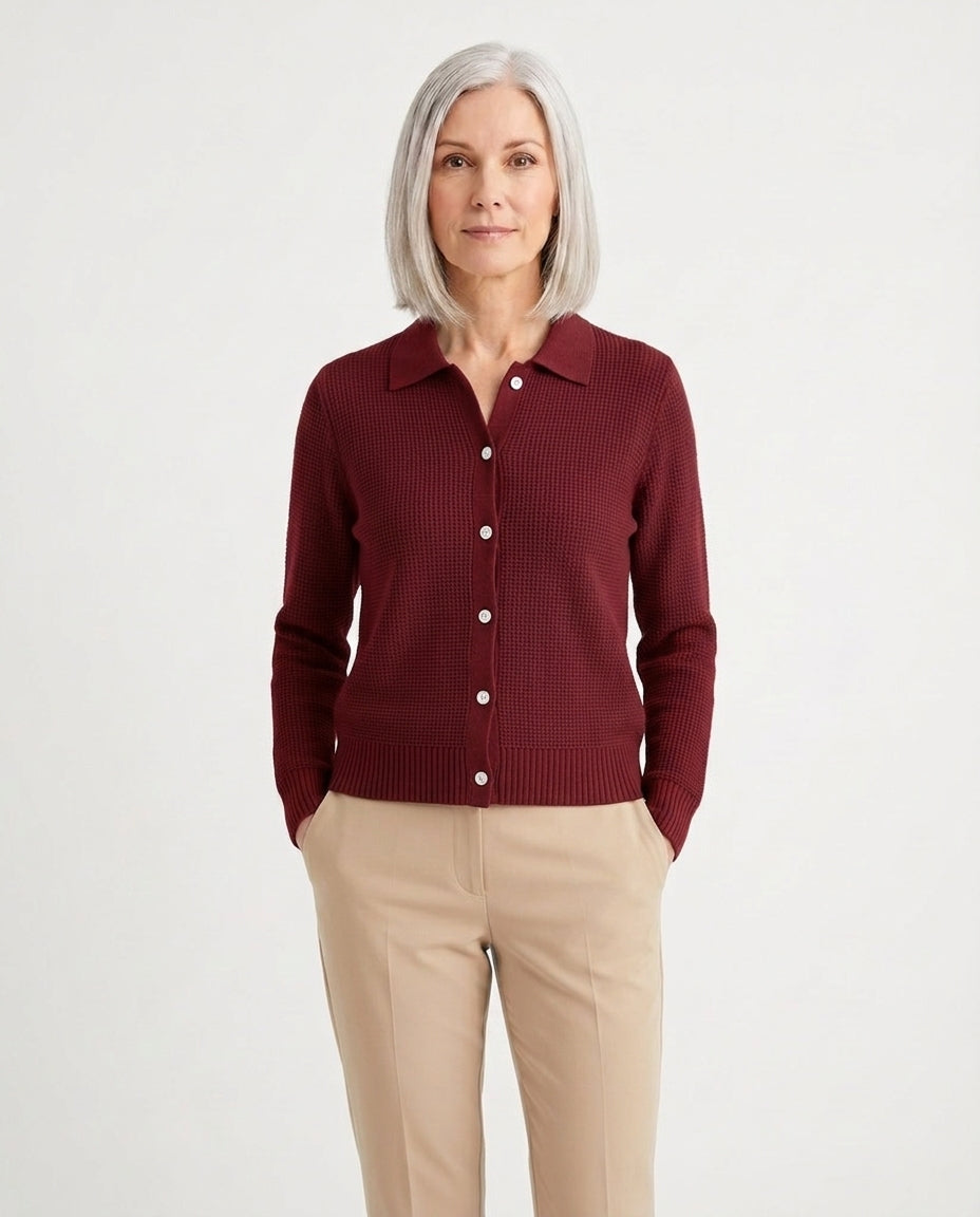 Elara | Klassisk stickad cardigan med knapp