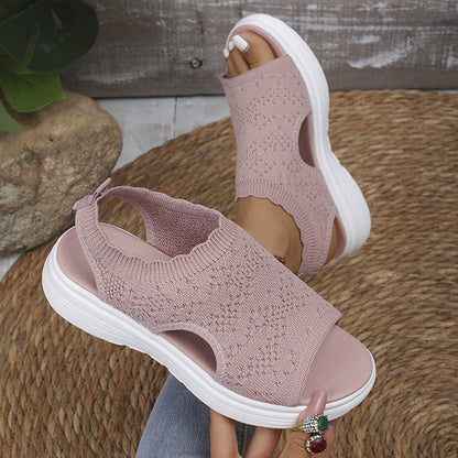 Lena | Andningsbara sandaler i stickat material