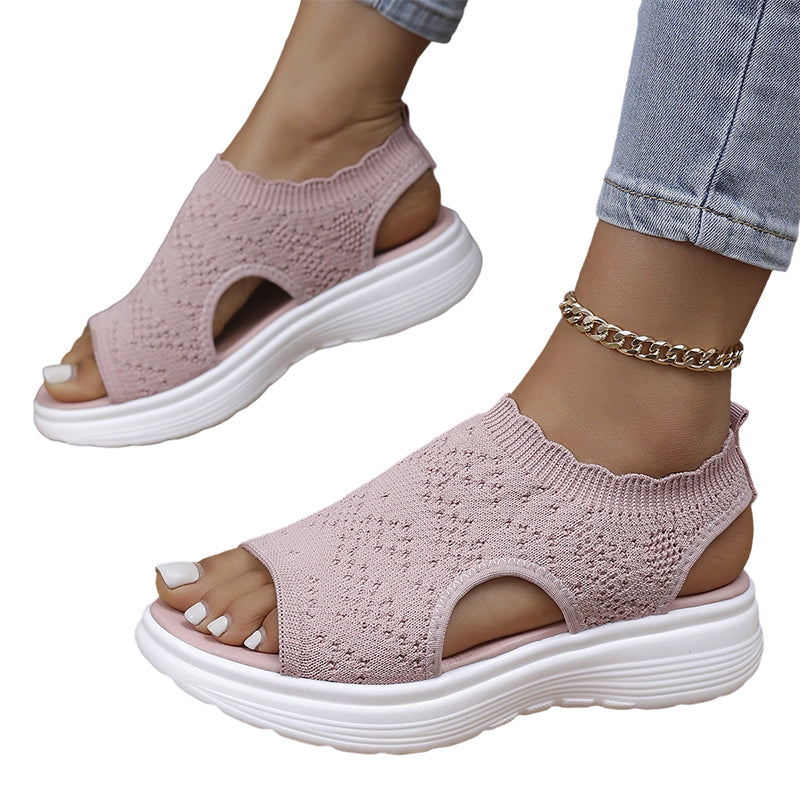 Lena | Andningsbara sandaler i stickat material
